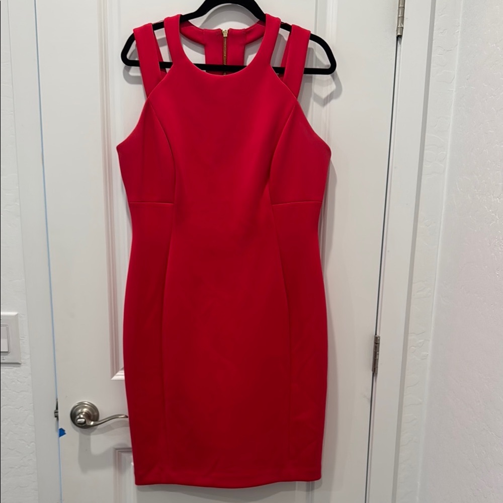 Calvin Klein Red Halter Sheath Mini Dress